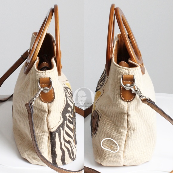 Relic by Fossil Tote Bag or Crossbody Wood Handles Florals with Shoulder Strap - Picture 4 of 8